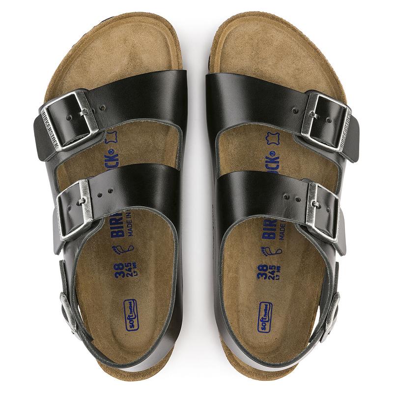 Milano Birkenstock Soft Footbed Kozene Panske Čierne | SK 335HAP